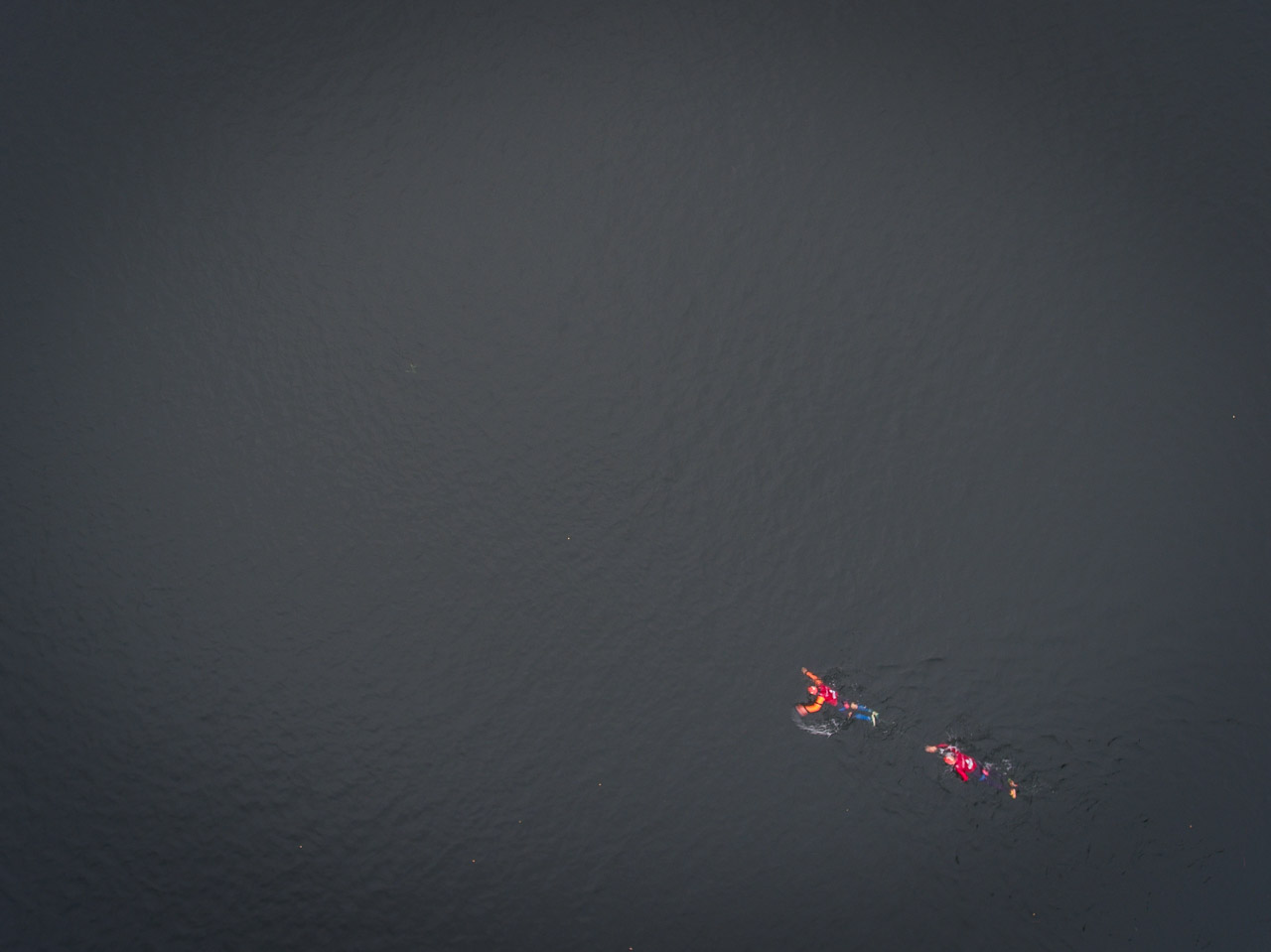 Swimrun drone shot